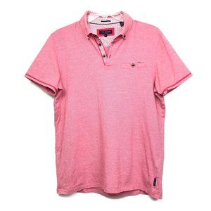 Ted Baker Button Collar Red and White Polo Shirt
